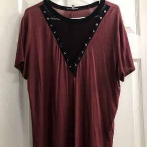 Maroon low-cut shirt